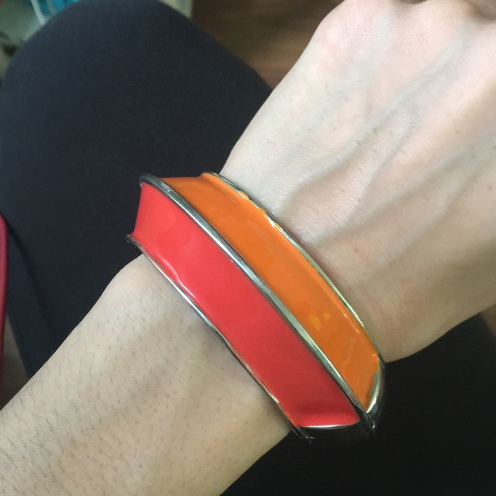 Beautiful enamel two tone coral/orange bracelet